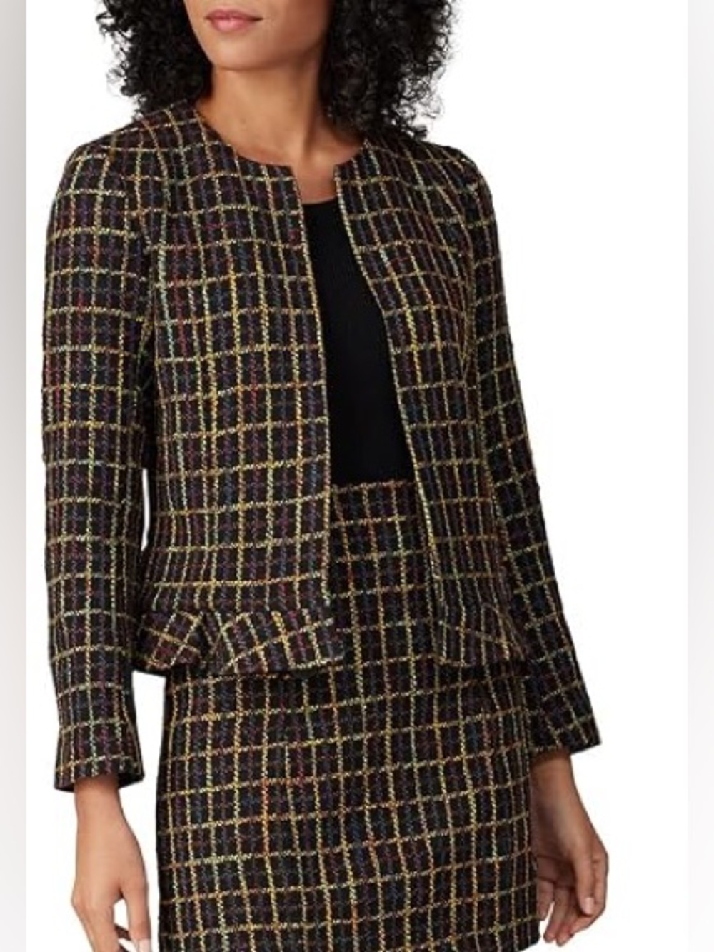 Womens Multi-Color Tweed Jacket